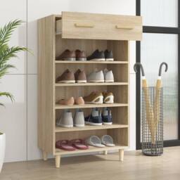 Berkfield Home Shoe Cabinet Sonoma Oak 60x35x105 cm Engineered Wood in Brown - Size: 60 x 35 x 105 cm - thumbnail 3