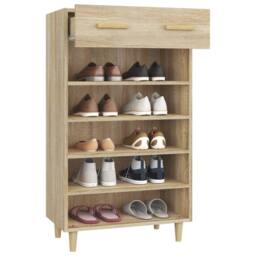 Berkfield Home Shoe Cabinet Sonoma Oak 60x35x105 cm Engineered Wood in Brown - Size: 60 x 35 x 105 cm - thumbnail 5