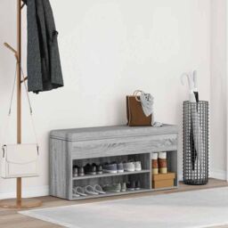 Berkfield Home Shoe Bench Grey Sonoma 102x30.5x45 cm Engineered Wood - thumbnail 3