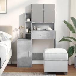 Berkfield Home Beautiful Dressing Table with Cabinet Concrete Grey 80x35x132 cm - Size: 80 x 35 x 132 cm
