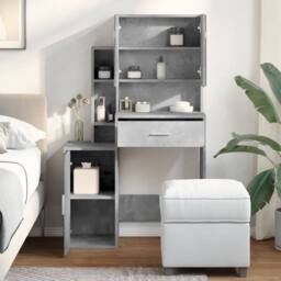 Berkfield Home Beautiful Dressing Table with Cabinet Concrete Grey 80x35x132 cm - Size: 80 x 35 x 132 cm - thumbnail 4
