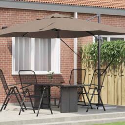 Berkfield Home Modern Cantilever Umbrella Taupe Polyester Large Foldable - thumbnail 2