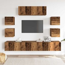 Berkfield Home 7 Piece TV Cabinet Set Wall-mounted Old Wood Engineered Wood - thumbnail 3