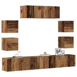 Berkfield Home 7 Piece TV Cabinet Set Wall-mounted Old Wood Engineered Wood - thumbnail 1