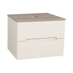 Bathroom Kingdom Monza Oatmeal & Oak Fluted Wall Hung Vanity Basin 600mm - thumbnail 2