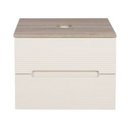 Bathroom Kingdom Monza Oatmeal & Oak Fluted Wall Hung Vanity Basin 600mm - thumbnail 3