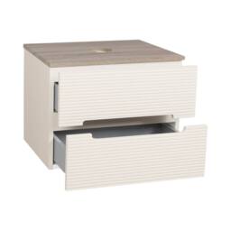 Bathroom Kingdom Monza Oatmeal & Oak Fluted Wall Hung Vanity Basin 600mm - thumbnail 1