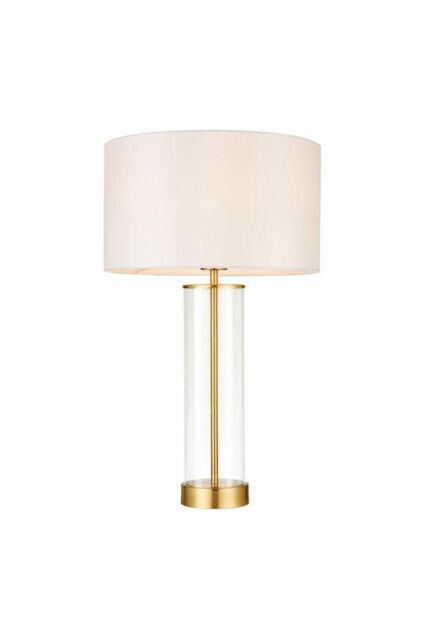 Netlighting Lessina Table Lamp Satin Brushed Gold Vintage White Silk Effect E27