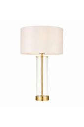 Netlighting Lessina Table Lamp Satin Brushed Gold Vintage White Silk Effect E27