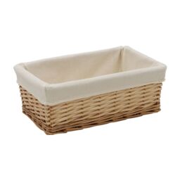 JVL Hand Woven Acacia Set of 3 Rectangular Willow Storage Baskets with Lining in Gold - Size: Small - thumbnail 3