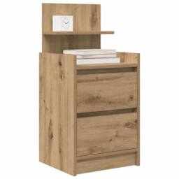 Berkfield Home Bedside Cabinet with 2 Drawers Artisan Oak 38x34x80 cm in Brown - Size: 38 x 34 x 80 cm - thumbnail 4