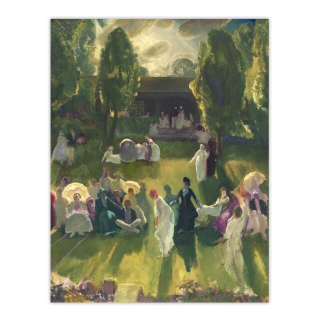 "Artery8 George Bellows Tennis at Newport Painting Detail Wall Art Print in Green - Size: W12"" x H16""" - image 1