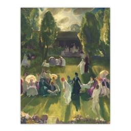 "Artery8 George Bellows Tennis at Newport Painting Detail Wall Art Print in Green - Size: W12"" x H16""" - thumbnail 1