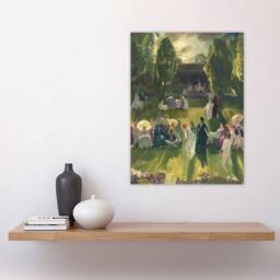 "Artery8 George Bellows Tennis at Newport Painting Detail Wall Art Print in Green - Size: W12"" x H16""" - thumbnail 4
