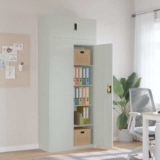 Berkfield Home File Cabinet Light Grey 90x40x220 cm Steel - Size: 90 x 40 x 220 cm - image 1