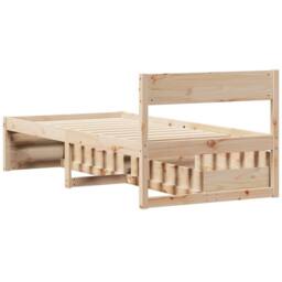Berkfield Home Modern Bed Frame without Mattress 90x190 cm Single Solid Wood Pine in Natural - thumbnail 6