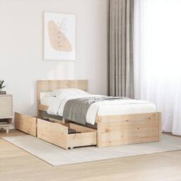 Berkfield Home Modern Bed Frame without Mattress 90x190 cm Single Solid Wood Pine in Natural - thumbnail 2