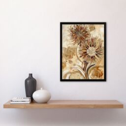 "Artery8 Abstract Earthy Wildflowers Floral Mandala Design Framed Art Print in Brown - Size: W12"" x H16""" - thumbnail 4