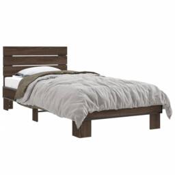 Berkfield Home Bed Frame without Mattress Brown Oak 90x200 cm - thumbnail 1