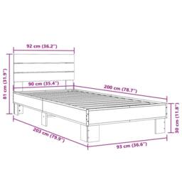 Berkfield Home Bed Frame without Mattress Brown Oak 90x200 cm - thumbnail 9