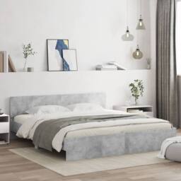 Berkfield Home Bed Frame with LED Frame Concrete Grey 180x200 cm Super King - thumbnail 2