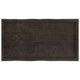 Berkfield Home Table Top Dark Grey 100x50x(2-4) cm Treated Solid Wood Live Edge in Dark Brown - thumbnail 4