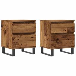 Berkfield Home Bedside Cabinets 2 pcs Old Wood 40x35x50 cm Engineered Wood in Brown - Size: 40 x 35 x 50 cm - thumbnail 1
