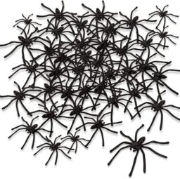 Shatchi 48 Black Plastic Halloween Spiders - Spooky & Scary, 5cm Each, Durable Material - thumbnail 2