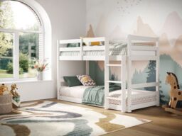 Flair Shasha Low Shorty Bunk Bed in White - Size: Junior - thumbnail 1