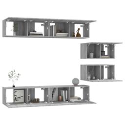 Berkfield Home 4 Piece TV Cabinet Set Grey Sonoma Engineered Wood - thumbnail 7