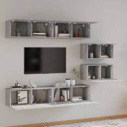 Berkfield Home 4 Piece TV Cabinet Set Grey Sonoma Engineered Wood - thumbnail 6