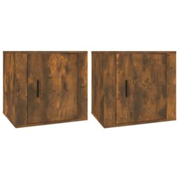 Berkfield Home Bedside Cabinets 2 pcs Smoked Oak 50x39x47 cm in Brown - Size: 50 x 39 x 47 cm - thumbnail 2