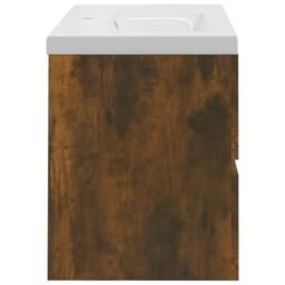 Berkfield Home Sink Cabinet with Built-in Basin Smoked Oak Engineered Wood in Brown - thumbnail 4