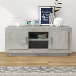 Berkfield Home TV Cabinet Concrete Grey 102x35x45 cm Engineered Wood - Size: 102 x 35 x 45 cm - thumbnail 2