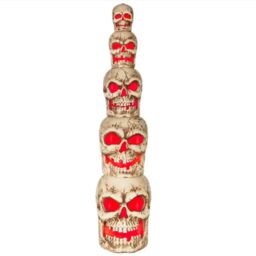 Samuel Alexander Home Accents Holiday 8ft Giant-Sized Halloween Skull Stack with Red LEDs in Cream - thumbnail 1