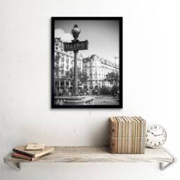 "Artery8 Landmark Retro Metro Sign Paris France Black White Framed Art Print in Grey - Size: W12"" x H16""" - thumbnail 2