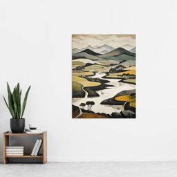 "Artery8 Scottish Highlands Stylised Oil Painting Boho Mountain Hills & Lakes Extra Large XL Unframed Wall Art Poster Print - Size: W24"" x H32""" - thumbnail 4