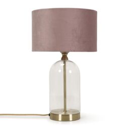ValueLights Jessy Gold Glass Table Lamp With Velvet Shade - thumbnail 2