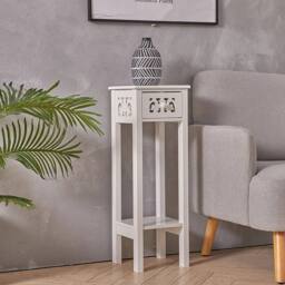 FLAVORA Tall Sofa Side Tea Table Bedside in White - Size: 100 cm x 15 cm - thumbnail 3