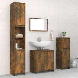 Berkfield Home Stylish 4 Piece Bathroom Furniture Set Smoked Oak Engineered Wood in Brown - thumbnail 2