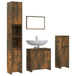 Berkfield Home Stylish 4 Piece Bathroom Furniture Set Smoked Oak Engineered Wood in Brown - thumbnail 3