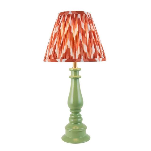 Netlighting Myrtle Green Table Lamp Orange Fabric Zigzag Shade 25cm B22 - image 1