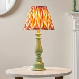 Netlighting Myrtle Green Table Lamp Orange Fabric Zigzag Shade 25cm B22 - thumbnail 2