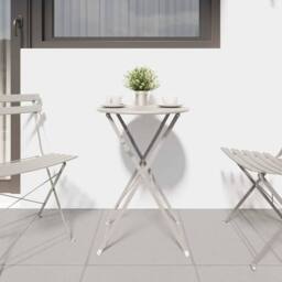Berkfield Home Modern Folding Bistro Table Beige √ò50x71 cm Powder-coated Steel - Size: 50x71 cm