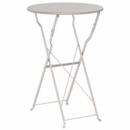 Berkfield Home Modern Folding Bistro Table Beige √ò50x71 cm Powder-coated Steel - Size: 50x71 cm - thumbnail 6