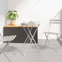 Berkfield Home Modern Folding Bistro Table Beige √ò50x71 cm Powder-coated Steel - Size: 50x71 cm - thumbnail 2