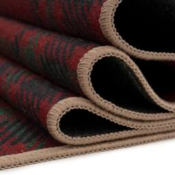 Kukoon Red Green Tartan Soft Chenille Washable Living Room Area Rug - Size: 80 cm x 300 cm - thumbnail 9