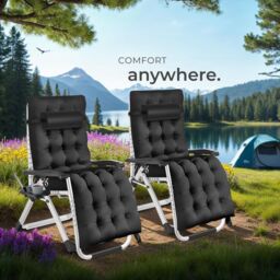 tectake Sun Lounger Cloud - folding, adjustable backrest & footrest in Black - Size: 1 Seater - thumbnail 8