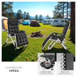 tectake Sun Lounger Cloud - folding, adjustable backrest & footrest in Black - Size: 1 Seater - thumbnail 4
