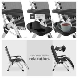 tectake Sun Lounger Cloud - folding, adjustable backrest & footrest in Black - Size: 1 Seater - thumbnail 7